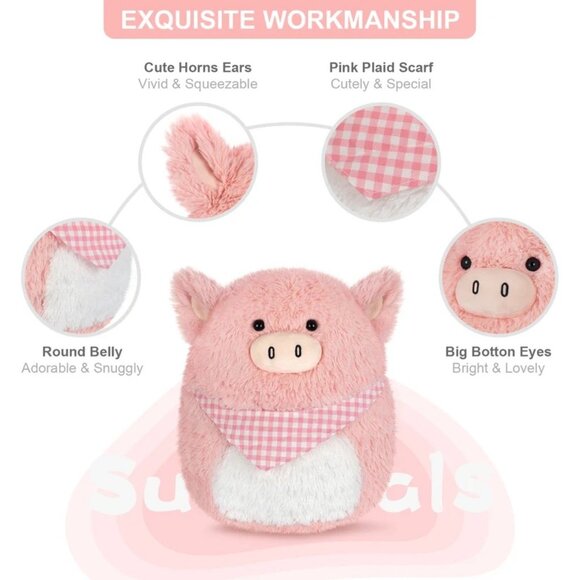 13 inch Squishy Pig Plush Pillow, Soft Kawaii Plush Toy for Kids, Birthday Gifts - Picture 4 of 12